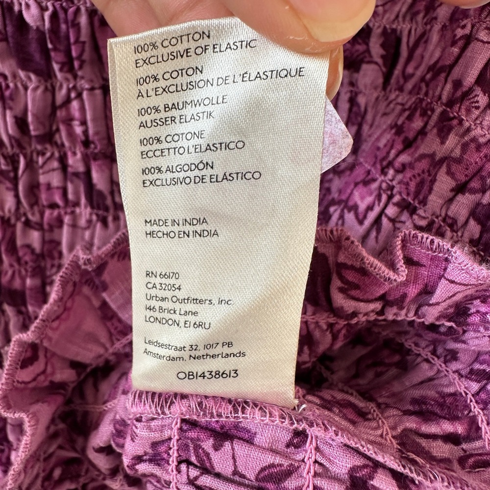 Free People Purple Floral Smocked Mini Dress Balloon Sleeve Size S OB1438613 NWT - Picture 6 of 13